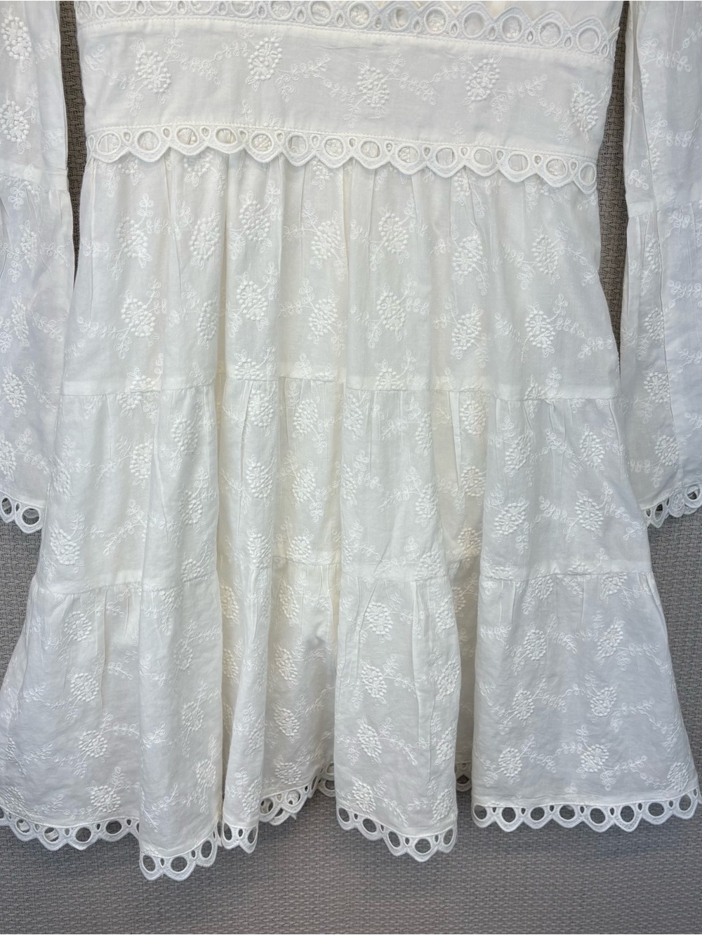 Lost + Wander Everlasting Love Bell Sleeve Cotton Eyelet White Dress Small Boho - Picture 4 of 11